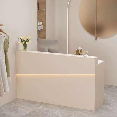 Reception Desk: Rectangular Reception Desk with Hutch image 5