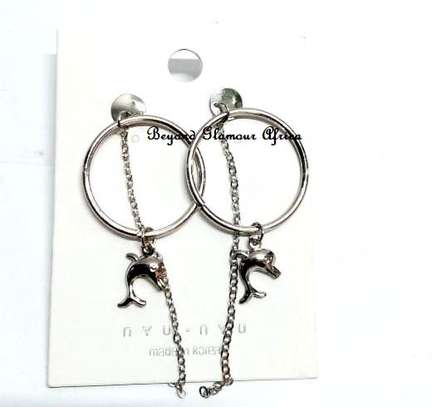 Womens Silver Threaded loop earrings image 1