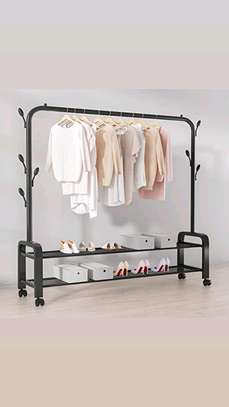 Cloth Rack With Double Lower Storage & Lockable Wheels image 3