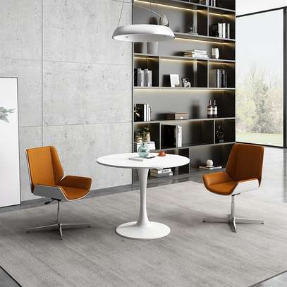 Modern White Round Dining Table image 2