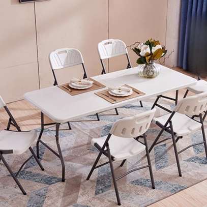 Dining Table :  White Foldable Dining Table image 4