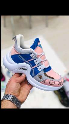 Blue and pink quality sneakers image 1