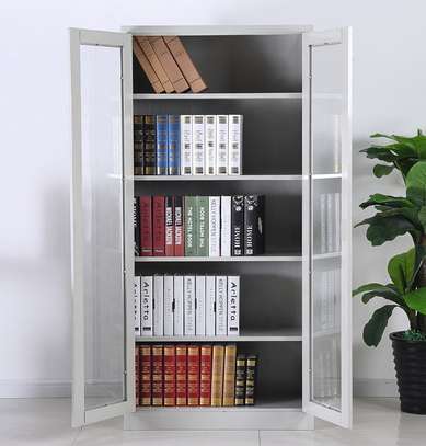 Lockable Metal 2 Glass Door Office Cabinet image 8