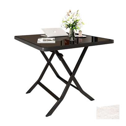 Black Square Glass Foldable and Portable Dining Table image 9