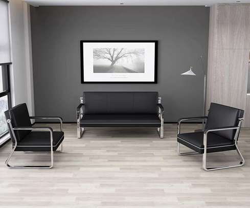 Office Sofa:  5-Seater Black Office Reception Sofa image 4