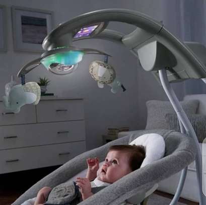 ingenuity twinkle teddy bear in lighten cradling swing & rocker