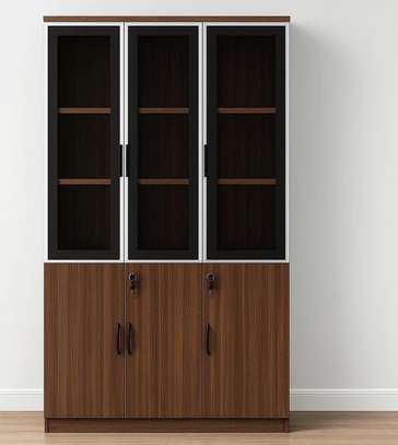 Office Cabinet: High Glass Swing Door Wood Cabinet image 3