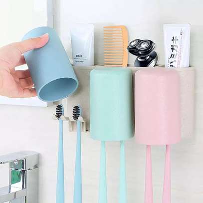 Toothbrush Holder with 3 Cups Bathroom Wall Mounted. image 2
