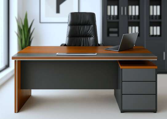 Office Desk: 1.8M Sleek Wood-Grain Finish L-Desk image 1