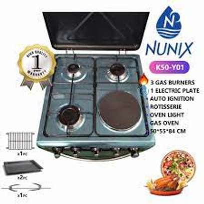 Glass Top 3+1 Nunix Standing Oven Cooker With Electric Oven. image 1