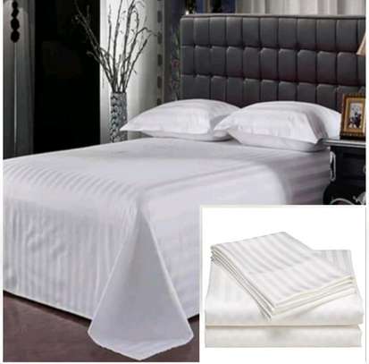Hotel Quality White stripped bedsheets set image 2