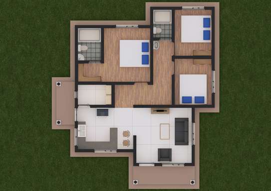 A magnificent Three Bedroom house plan image 1