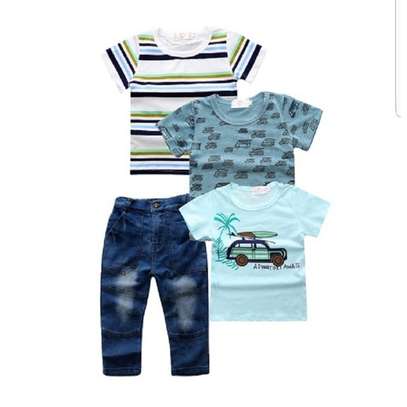 3-piece T-shirts and jean pants clothing set for boys image 8
