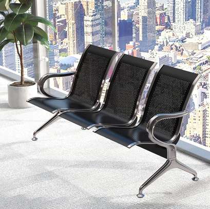 Office Bench: Black 3-Seater Office Waiting Chair image 3