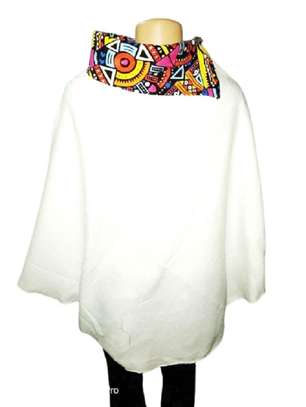Womens Cream cotton ankara poncho with purse combo image 2