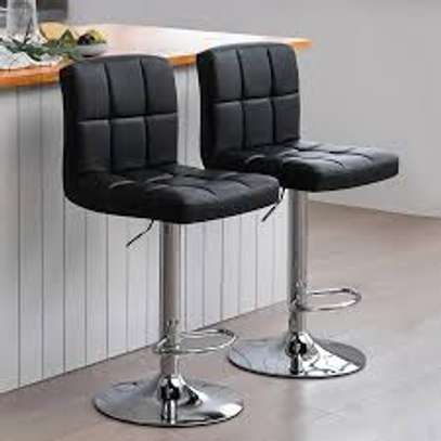 Adjustable Leather Armless Swivel Counter Barstool image 2