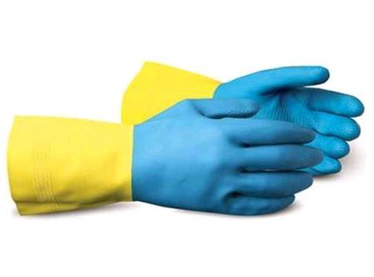 Bi-color rubber latex gloves image 7
