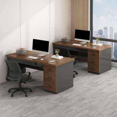 Office Desks: Brown Executive Modern Arranged Desk image 1