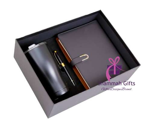 Gift set - an awesome gift to a loved one contains Thermal mug, Pen & Notebook with all the items customized with a name engraved image 1