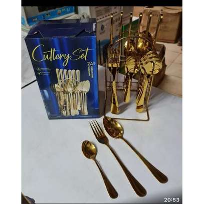 Generic 24 Pieces Golden Cutlery Set image 1