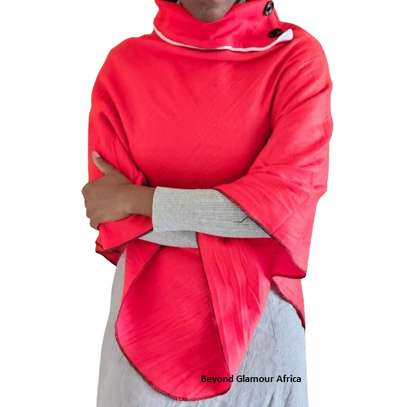 Ladies warm, cozy red stylish and classic Red poncho image 1