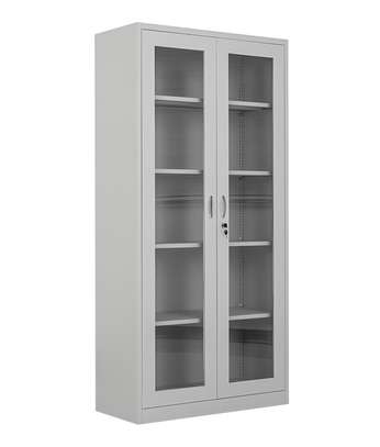 Lockable Metal 2 Glass Door Office Cabinet image 11