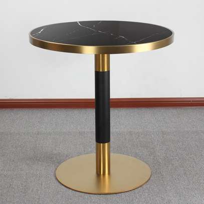 Dining Table; Round Brown Dining Table image 3
