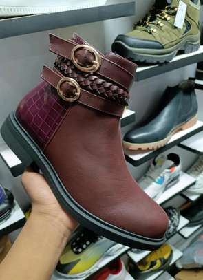 Quality maroon leather boots for ladies image 1