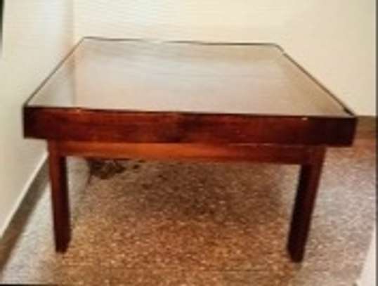 wooden and glass coffee table image 1