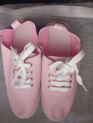 Pink canvas ladies flat shoes image 3
