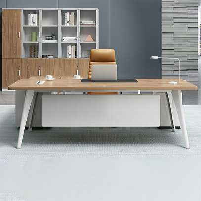 Modern Desk & Cabinet Set; White Metal Legs, Office Use image 6
