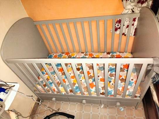 Baby cot with mattress image 2