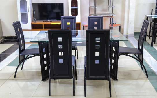 Dining Set; 6-seater Rectangle Glass Dining Table image 2