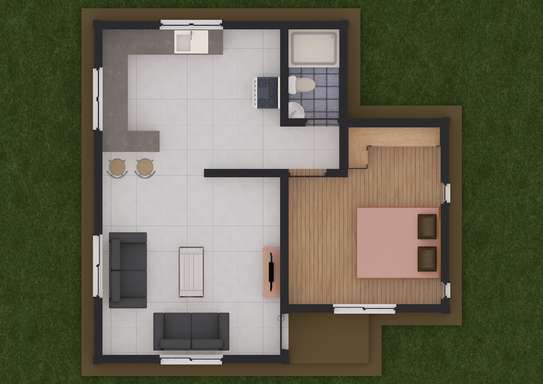A beautiful one bedroom house plan image 3