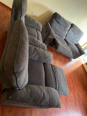 5 seater grey fabric recliners image 4