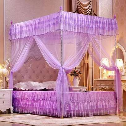 4 By 6 Purple Mosquito Net With Light Weight Portable Stands image 1