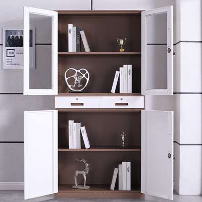 Steel Storage Cupboard with Glass Doors & 2 Drawers image 3