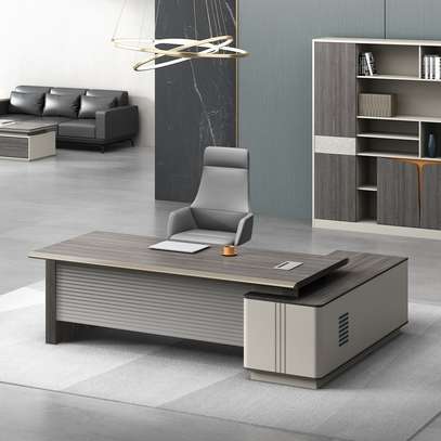 High-End L-Shaped Office Desk with Cable Organizer image 2