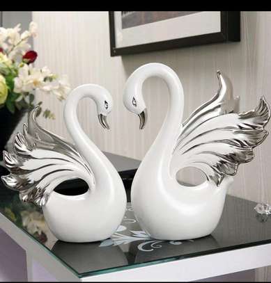 Nordic ceramic swan ornament image 1