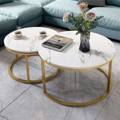 2 Piece White Marble Top Coffee Table image 9