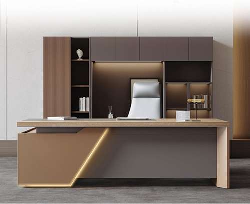 L-Shaped Computer Desk; 2M with Storage Shelves & Drawers image 7