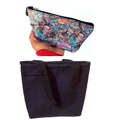 Womens Denim handbag with multicolor coin purse image 1