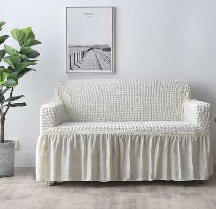 White Stretchable Turkish Sofa Covers image 1