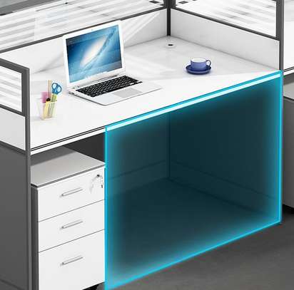 Office Workstation:  Blue Partitions Two-Way Workstation image 5