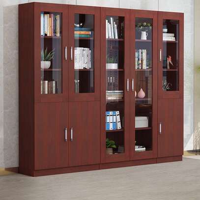 Burgundy Vertical Filing Cabinet with Shelves image 10