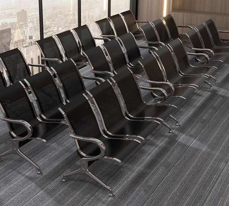 Office Bench: Black 3-Seater Office Waiting Chair image 2
