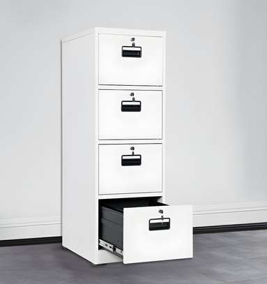 Office Cabinet: White Vertical 4 Drawer Cabinet image 1
