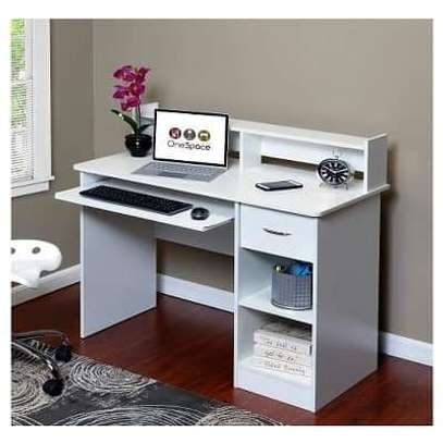 Modern customized Home office desks with a side shelf image 9