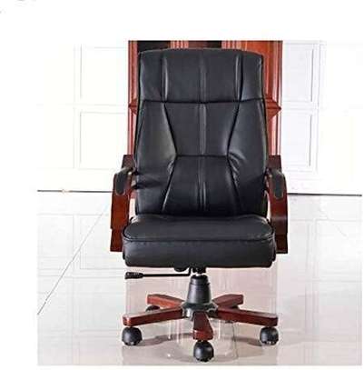 Office Chair: Black Leather Executive Office Chai image 3