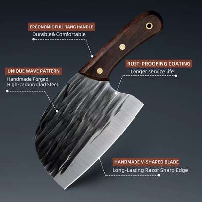 High carbon clad steel super butcher knife image 2